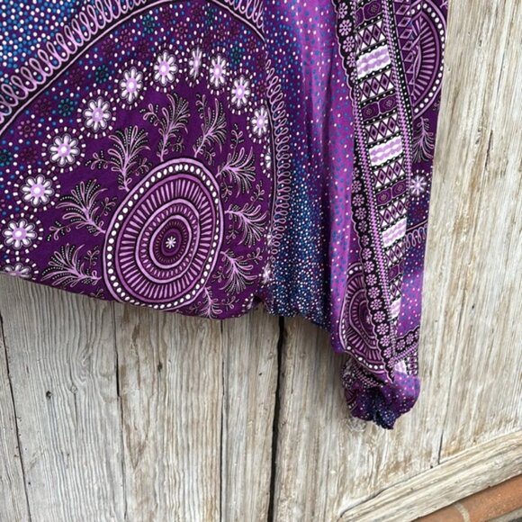 [New] Jumpsuit Style Drop Crotch Harem Pants (S-M) Purple-Blue-White Mandala - Picture 11 of 11